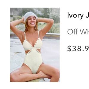 NWT Ivory Jacquard V-Neck Monokini cupshe size M